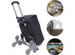 Carrello Saliscale Portatile Pieghevole, Alta Capacità Di Carico, Maniglia Regolabile In Altezza, Nero