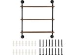 Succebuy Scaffale Industriale In Tubo A 3 Livelli, 81,3 X 20,0 Cm, Montaggio A Parete, Espositore Rustico In Legno, Scaffale Galleggiante Per Cucina, Camera Da Letto, Bagno, Nero