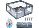 Box Per Bambini Teddle - Box Per Bambini Con 50X Palline - 120 X 120 Cm - Box Per Interni Ed Esterni - Grigio