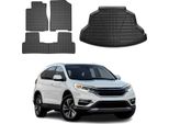 Set Tappetini E Fodera Bagagliaio Per Honda CR-V 2012-2017 In Gomma Tpe Nero 5X
