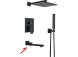 Set Di Accessori Doccia Neri, Doccia A Pioggia, Superficie Nera Opaca, Nero Opaco A-12Inch