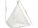 Tenda Tipi Per Bambini, Materassino Imbottito, Luci Led, Design Moderno, Bianco