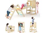 Triangolo Di Arrampicata Con Scivolo 7 In 1 Struttura Di Arrampicata Indoor Per Bambini Dai 3 Anni Multicolore + Naturale