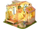 Habarri | Casa In Miniatura - Diy Casa Delle Bambole - Casa In Legno Con Mobili E Illuminazione A Led - Regalo Per Bambini - Soppalco Rosa