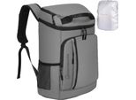Zaino Refrigerante - Borsa Termica Morbida - 36 Lattine - Isolata - A Prova Di Perdite - 2 Scomparti - Campeggio, Escursioni, Picnic - Grigio