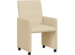 Vidaxl Sedie Da Pranzo Con Ruote 2 Pezzi Crema 58 X 65 X 94 Cm Tessuto