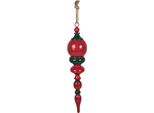 Ciondolo Natalizio Clayre & Eef Ø 14X70 Cm Metallo Rosso Verde