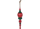 Ciondolo Natalizio Clayre & Eef Ø 12X52 Cm In Metallo Rosso Verde