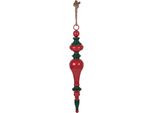 Ciondolo Natalizio Clayre & Eef Ø 9X57 Cm Metallo Rosso Verde