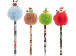 Penna Cancellabile Con Pompon Merry Christmas Xmass Happy Color