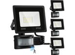 Jayseuw Faretto Led Con Rilevatore Di Movimento 4X 30W, Impermeabile IP66, Faretto Da Giardino, Proiettore Led 6000K