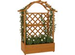 Letto Rialzato HWC-P66, Fioriera/Contenitore A Traliccio In Legno 138X110X44Cm ~ Naturale