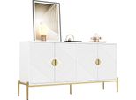 Aiorber Credenza Compatta A 4 Ante Con Ampio Spazio Di Archiviazione E Frontale Geometrico, Armadio Per Soggiorno/Sala Da Pranzo/Ingresso, Bianco