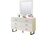 Aiorber Moderna Credenza E Specchiera Con Cassettiera A 6 Cassetti E Specchio A Parete 80X80 Cm, Contenitore Per Corridoio Camera Da Letto Soggiorno, Bianco