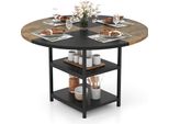 Tavolo Da Pranzo Costway Per 4-6 Persone, Tavolo Da Pranzo Rotondo Da 120 Cm, Tavolo In Legno, Tavolo Da Cucina In Legno Con Struttura In Metallo, Tavolo Retrò Per Sala Da Pranzo, Soggiorno
