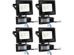 Jayseuw 4X 20W Faretto Led Con Rilevatore Di Movimento, 6000K Bianco Freddo Illuminazione Esterna Proiettore