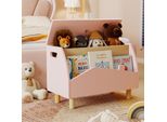Costway 60X30X44Cm, Cassetta Per Giocattoli Con Ripiano E Coperchio, Cassetta Per Giocattoli Per Bambini, Contenitore Per Giocattoli Rosa