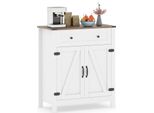 Costway Credenza In Legno, Mobile Buffet Con 2 Ante, 1 Cassetto E Ripiano, Mobile Da Cucina Moderno, Credenza, 80 X 40 X 92 Cm, Bianco