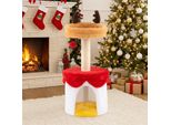 Costway 80Cm Tiragraffi Per Natale, Albero Per Gatti Con Grotta Per Gatti, Lettino Con Corna, Tiragraffi In Sisal E Pallina, Tiragraffi Per Gatti Per Interni Colorati
