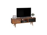 Wohnling TV Lowboard Repa Massiv-Holz Sheesham Braun/Schwarz