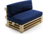 Cuscini Sfoderabile Per Pallet Lotto X2 In Poliestere Bananair 120X80Cm/120X40Cm Blu