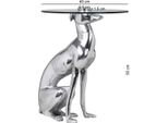 Finebuy Tavolino Di Design Ø40Cm Tavolino Rotondo Cane 50 Cm Alto Alluminio Animale Figura Fantasia Tavolo Soggiorno Argento Tavolo Deco