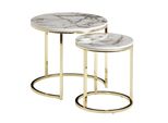 Finebuy Tavolino Di Design Set Di 2 Tavolini Da Caffè Rotondi Effetto Marmo 2 Pezzi Struttura Del Tavolo Metallo Piccoli Tavoli Da Soggiorno Tavolini Da Caffè Moderni