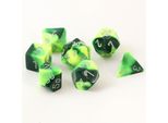 Set Di Cubetti Chessex Gemini Verde-Giallo Argento 7 Pezzi