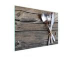 Tagliere Piastra Copriforno Tagliere In Vetro Multiplo 30X22 Cm Posate In Legno