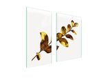 Piastre Copri Fornelli 2 Pezzi 75X52 Copri Piano Cottura In Ceramica Tagliere In Vetro Golden Foliage