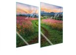 Piastre Copri Fornelli 2 Pezzi 35X52 Ceramica Piano Cottura Tagliere Vetro Paesaggio Montagne