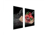 Piastre Copri Fornelli 2 Pezzi 75X52 Copri Piano Cottura In Ceramica Tagliere In Vetro Granata Frutta