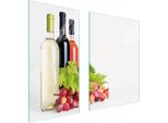 Piastre Copri Fornelli 2 Pezzi 75X52 Copri Piano Cottura In Ceramica Tagliere In Vetro Colore Vino