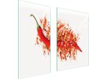 Piastre Copri Fornelli 2 Pezzi 75X52 Copri Piano Cottura In Ceramica Tagliere In Vetro Peperoncino Spezie