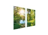 Piastre Copri Fornelli 2 Pezzi 75X52 Ceramica Piano Cottura Tagliere Vetro Paesaggio Sole