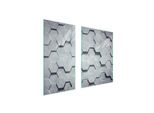 Piastre Copri Fornelli 2 Pezzi 75X52 Copri Piano Cottura In Ceramica Tagliere In Vetro Modello Grigio