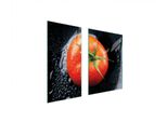 Piastre Copriforno 2 Pezzi 75X52 Copriforno In Ceramica Tagliere In Vetro Pomodoro Rosso