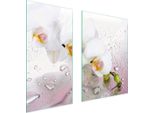 Piastre Copri Fornelli 2 Pezzi 75X52 Copri Piano Cottura In Ceramica Tagliere In Vetro Orchid White