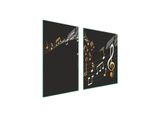 Piastre Copri Fornelli 2 Pezzi 100X52 Copri Piano Cottura In Ceramica Tagliere In Vetro Musica Nero