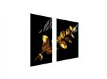 Piastre Copri Fornelli 2 Pezzi 75X52 Copri Piano Cottura In Ceramica Tagliere In Vetro Golden Foliage