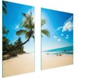 Piastre Copri Fornelli 2 Pezzi 75X52 Ceramica Copri Piano Cottura Tagliere Vetro Paesaggio Spiaggia
