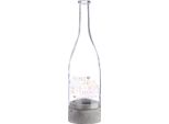 Gilde Windlicht, Flasche, "Schlagworte"", Herzmotiv, Spruch, Glas, Zement, Grau, Klar, , H. 31 Cm, D. 8,5 Cm 50480"