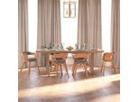 The Living Store Sedie Da Pranzo 6 Pz. Legno Curvato E Tessuto Grigio Chiaro