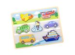 Viga Montessori Puzzle In Legno Puzzle 2In1 Figurine Veicoli