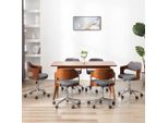 The Living Store Sedie Da Pranzo Girevoli 6 Pz. Legno Curvo E Tessuto Grigio