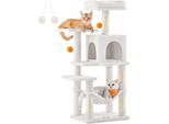 Tiragraffi Feandrea Per Gatti, Altezza 112 Cm, Torre Gioco, Con 4 Tiragraffi, 2 Piattaforme, 1 Nicchia, 1 Amaca, 2 Pompon, Tessuto Felpato, A Più Livelli