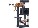 Tiragraffi Feandrea, Altezza 112 Cm, Albero Per Gatti, Casa Per Gatti A Più Piani, Con 4 Tiragraffi, 2 Piattaforme, Amaca, Grotta,