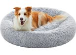 Lettino Per Cani Feandrea, Cestino Per Gatti, Cuscino A Ciambella, Lavabile, Imbottitura Centrale Rimovibile, Peluche Lungo, Diametro 100 Cm, Grigio Ombra