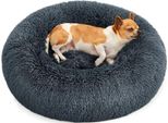 Lettino Per Cani Feandrea, Cestino Per Gatti, Cuscino A Ciambella, Lavabile, Imbottitura Centrale Rimovibile, Peluche Lungo, Diametro 60 Cm, Grigio Scuro