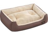 Lettino Per Cani Feandrea, Cestino Per Cani Con Cuscino Reversibile, 85 X 65 X 21 Cm, Marrone
